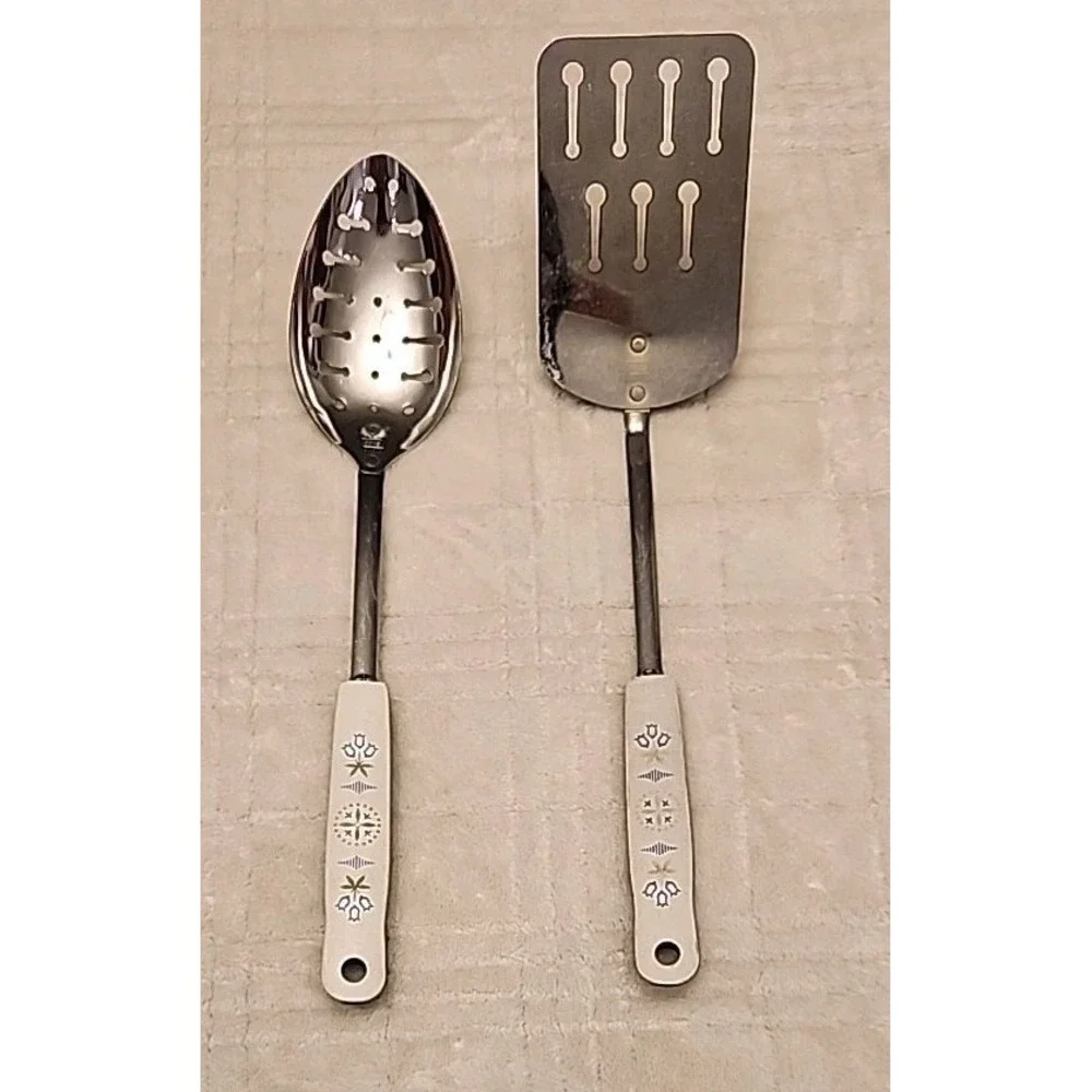 Ekco Slotted Spatula Spoon Stainless Tulip Design Vintage Kitchen‎ Utensil Lot 2